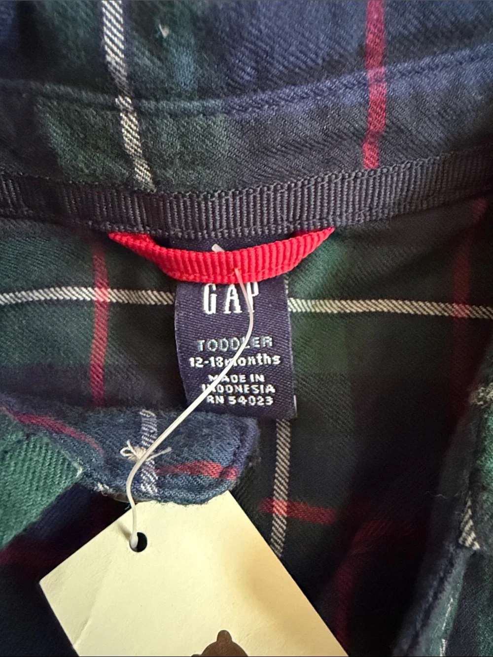GAP Boys Green and Blue Plaid Button-Down Shirt